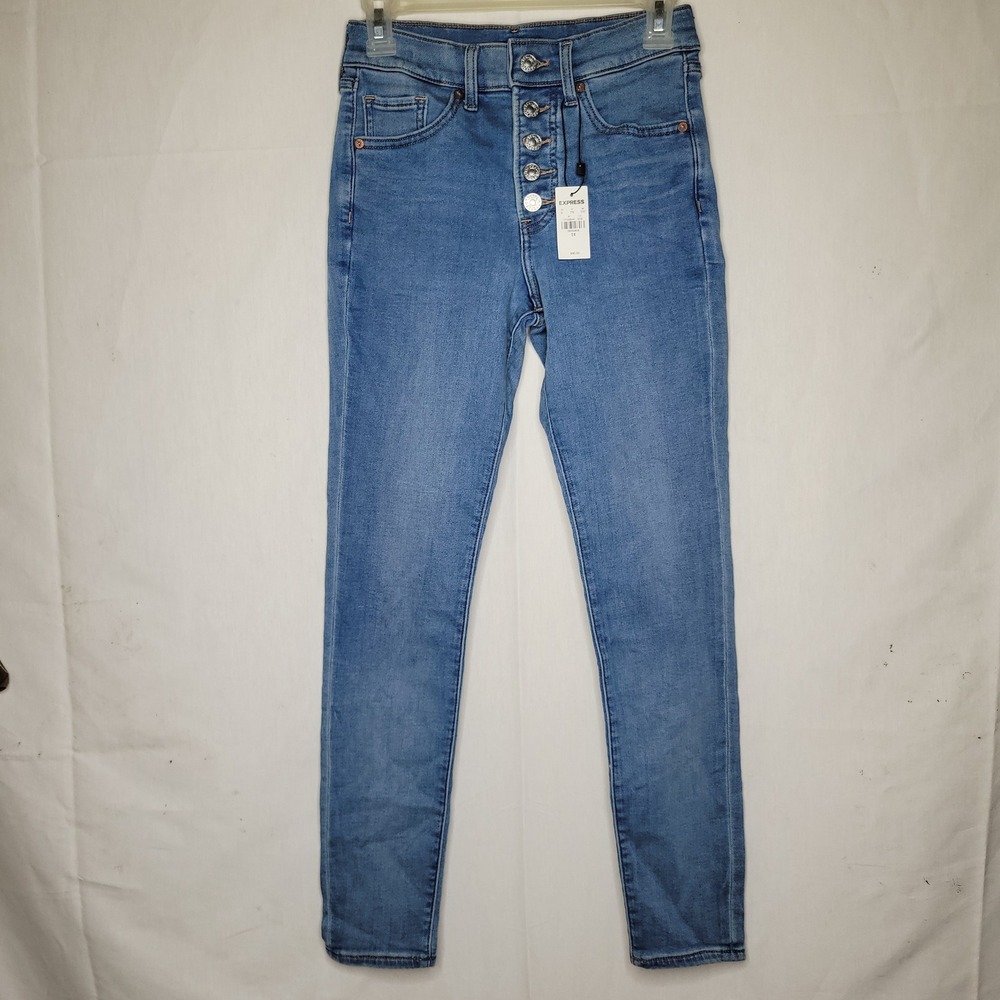 Express Womens Mid Rise Skinny ~ Button Fly Jeans